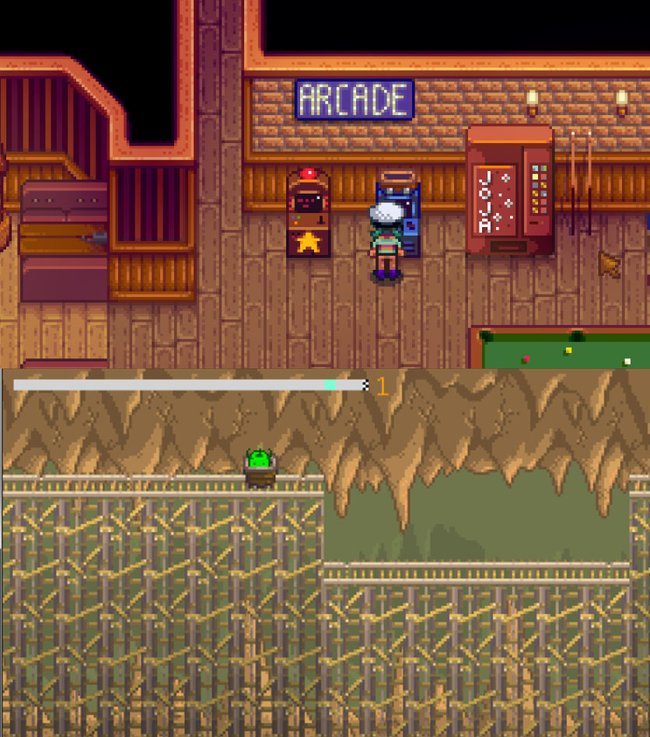 Stardew Valley: Habt ihr den Skull Key, könnt ihr Junimo Kart im Saloon spielen.