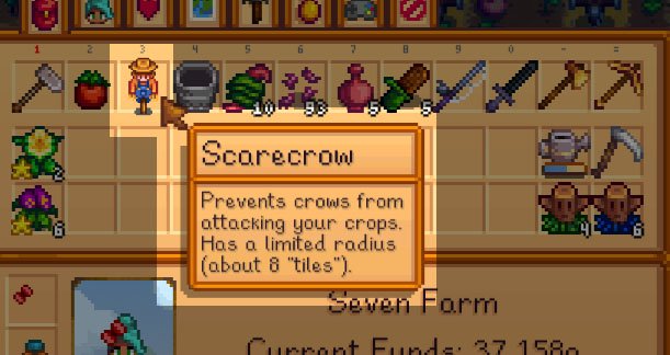 Stardew Valley: Die Scarecrow hat nur bedingt einen Radius von 8 Feldern.