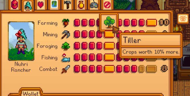 Stardew Valley: Als Tiller seid ihr spezialisiert auf die Ernte eurer Pflanzen und Früchte. Sie sind 10 Prozent mehr wert.