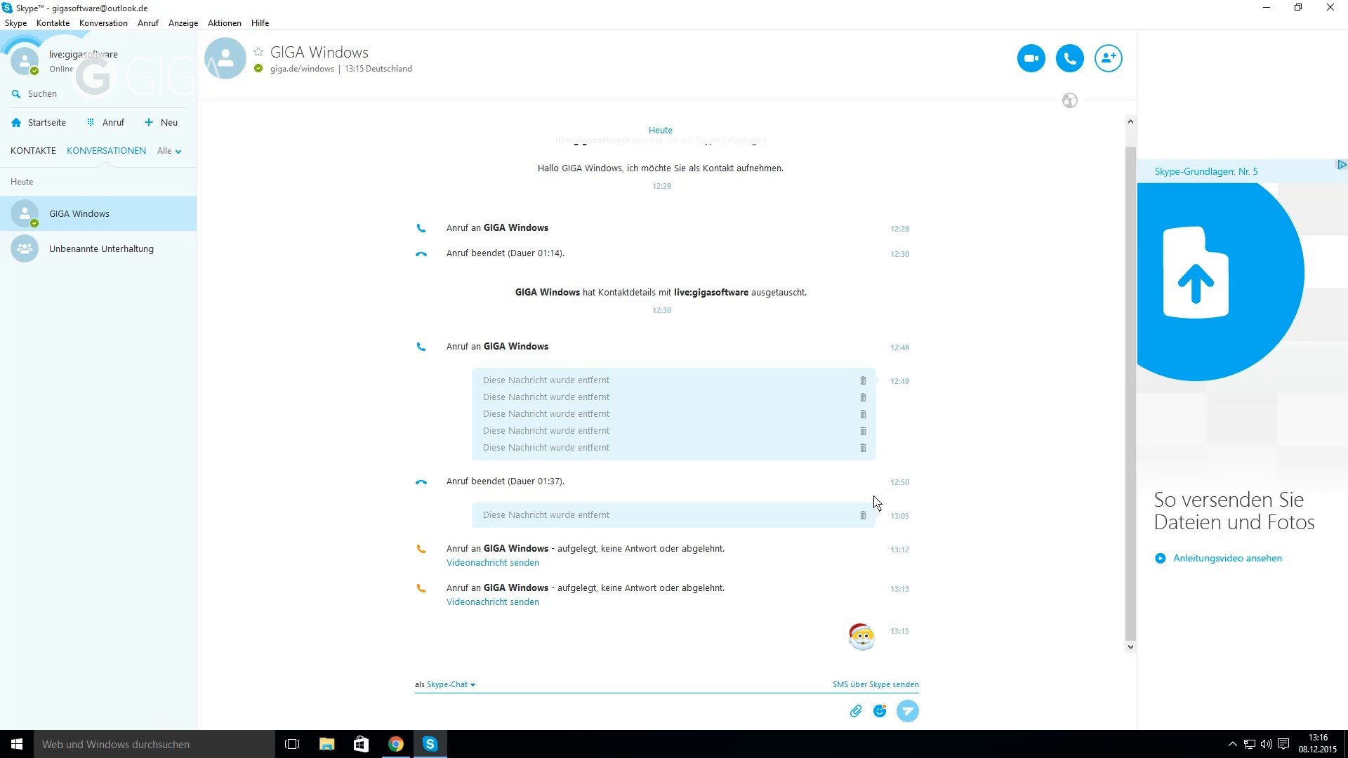 Skype zuletzt gesehen verbergen