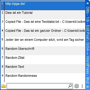 Clipboard Manager Ditto Übersicht Zwischenablage