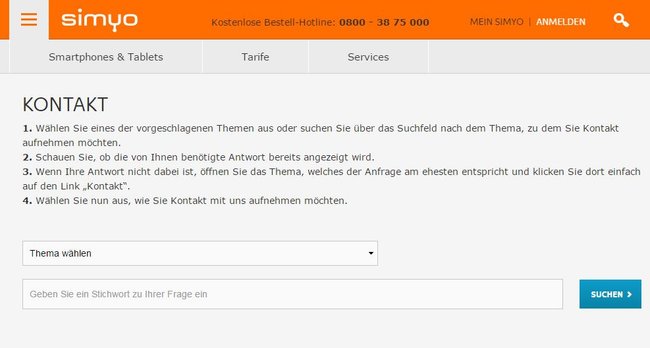 Simyo Hotline Kontakt