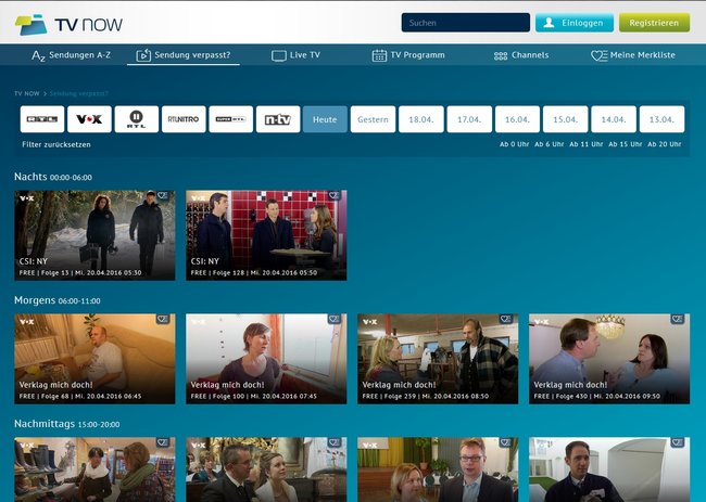 VOX Mediathek TV NOW Sendung verpasst