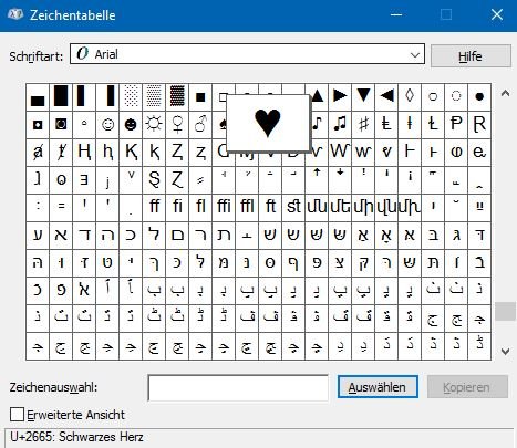 Windows Zeichentabelle