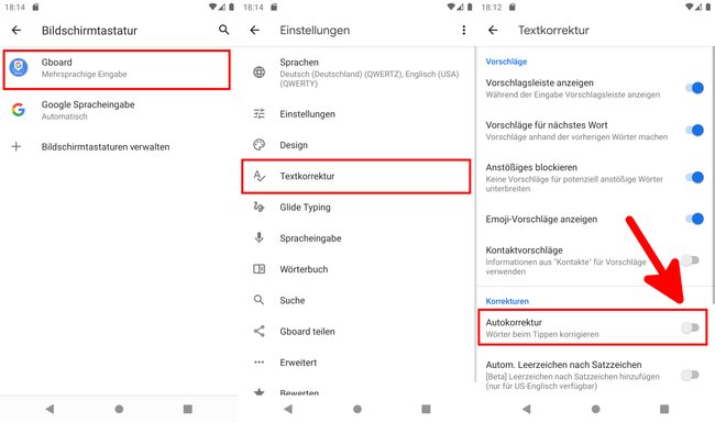 Hier deaktiviert ihr die Android-Autokorrektur. Bild: GIGA