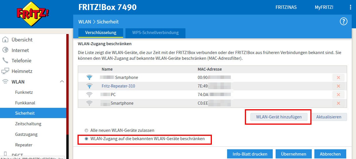 Fritzbox MacAdresse ändern und sperren so geht