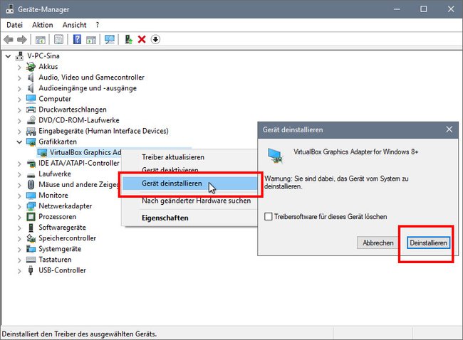 Der Geräte-Manager deinstalliert Geräte-Treiber. Bild: GIGA