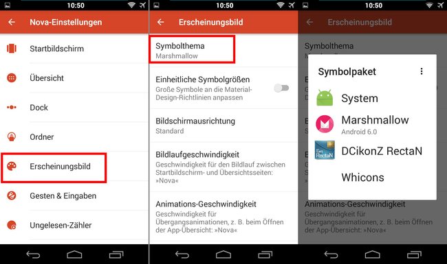 Hier ändert ihr Android-Themes im Nova Launcher.