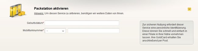 packstation anmelden aktivieren