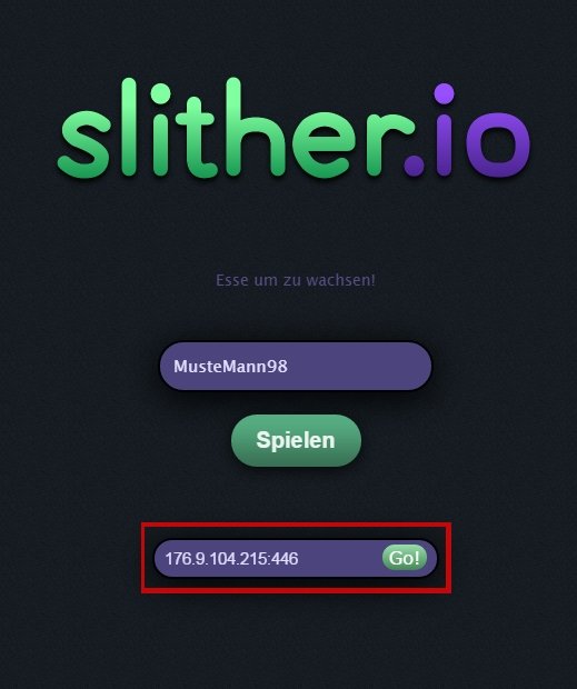slither.io server multiplayer IP-Adresse