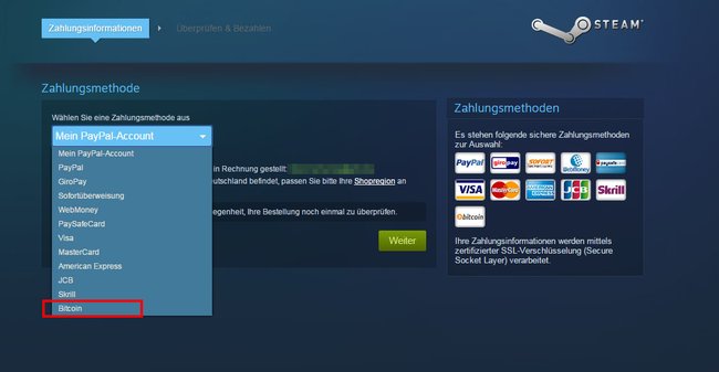 Auf Steam könnt ihr nun auch mit Bitcoins bezahlen.