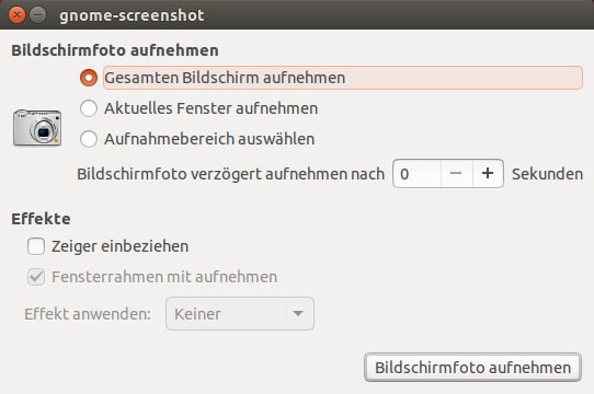 Ubuntu-Bildschirmfoto: Das Tool kann verzögerte Screenshots erstellen.