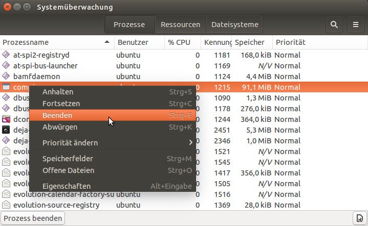 Ubuntu: Hier beendet ihr Prozesse per Task-Manager.