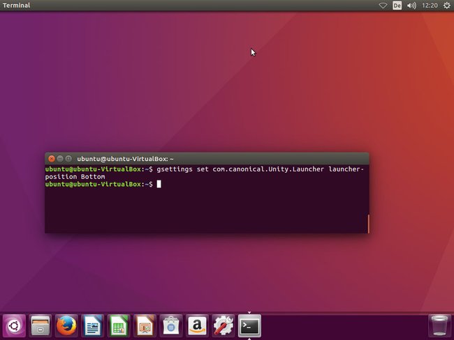Ubuntu mit Taskleiste (Unity-Launcher) am unteren Bildschirmrand.