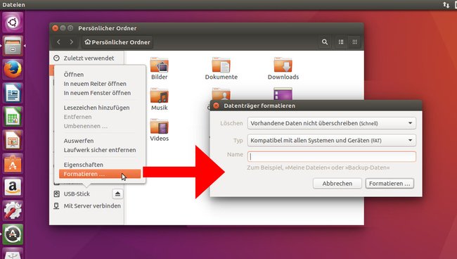 Ubuntu: So formatiert ihr einen USB-Stick.