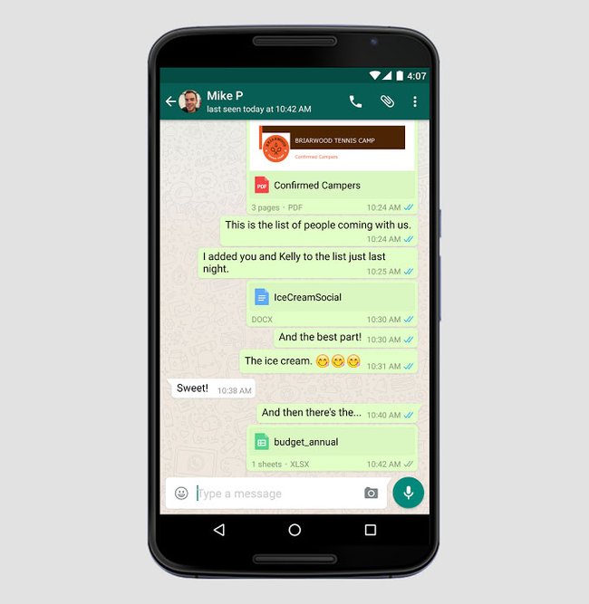 WhatsApp: So sieht es aus, wenn ihr Google-Drive-Dateien verschickt.