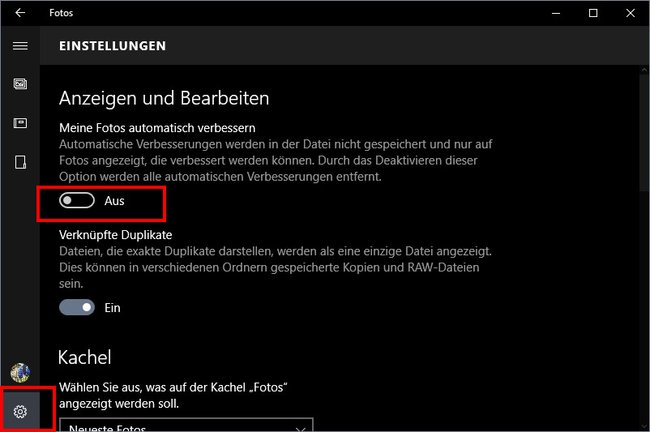 Windows 10: Hier deaktiviert ihr die automatische Fotoverbesserung.