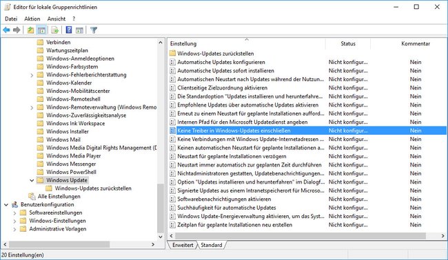Windows 10: Hier deaktiviert ihr die automatischen Treiber-Updates.
