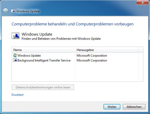 Das Tool WindowsUpdateDiagnostic.diagcab löst Probleme mit Windows Update.