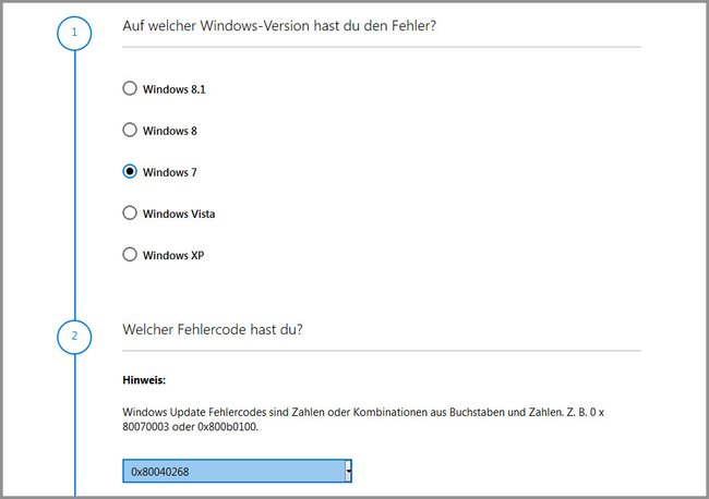 Auf der Microsoft-Webseite könnt ihr die Fehler-Codes und ihre Bedeutung zu Windows Update nachschlagen.