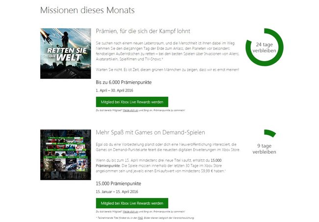 Die Missionen sind zeitlich begrenzt und wechseln regelmäßig. Bildquelle: xbox.com