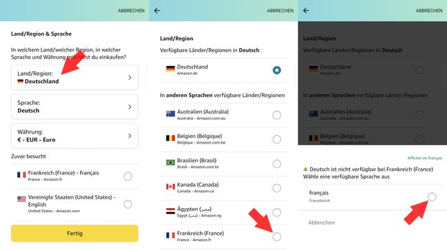 Amazon FR App einstellen