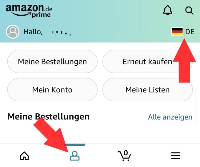 Amazon FR App umstellen