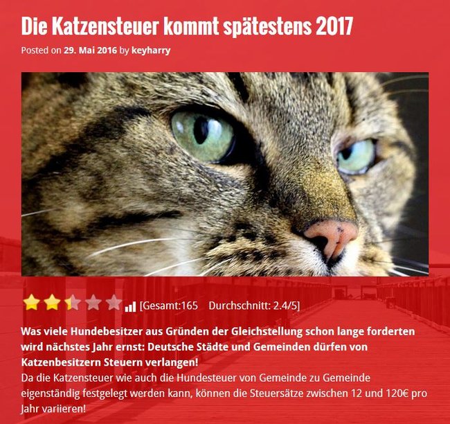 Katzensteuer bis 2017