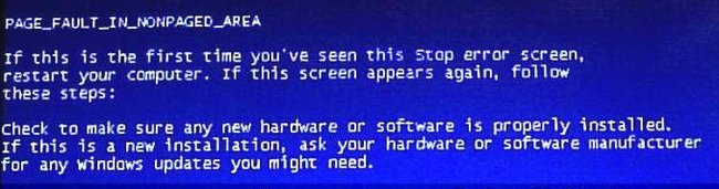 Bluescreen-Fehler: PAGE_FAULT_IN_NONPAGED_AREA.