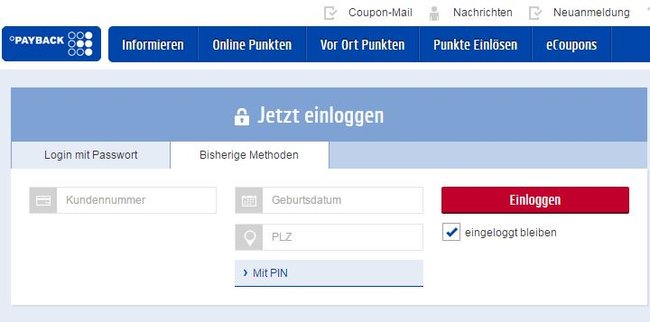 Payback-Punktestand-Login