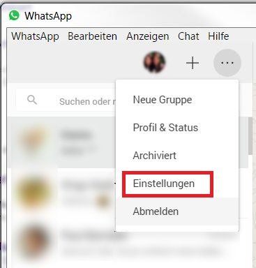 Whatsapp Benachrichtigung deaktivieren-Menü