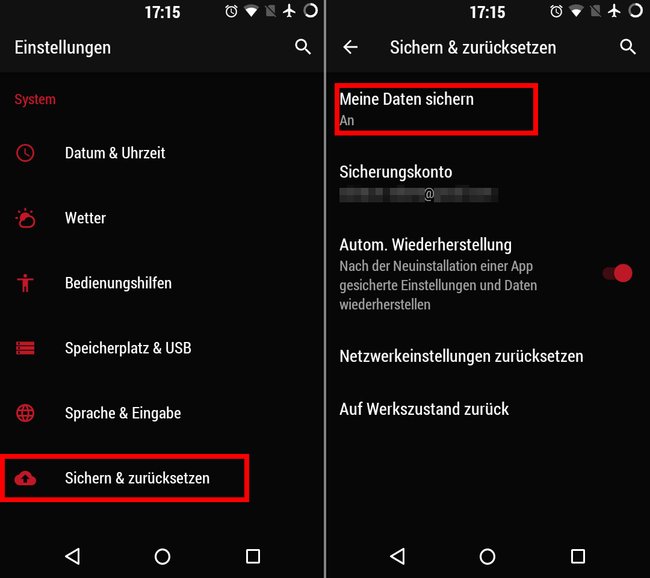 Android: Hier stellt ihr das automatische Backup für App-Einstellungen ein.