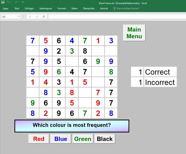 BrainTrainer trainiert euer Gehirn als Excel-Spiel.