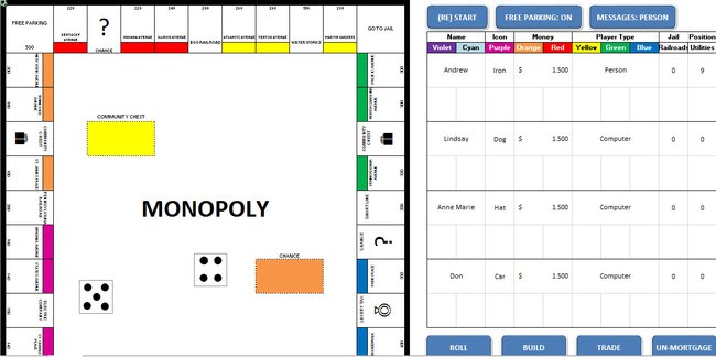 Monopoly als Excel-Spiel.