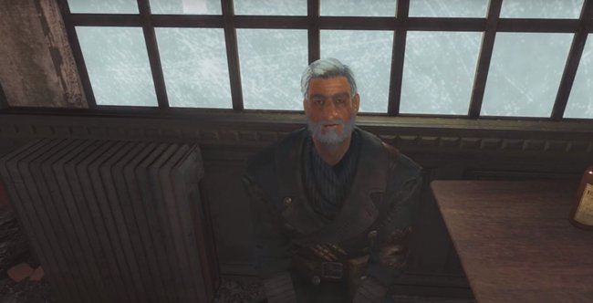 Der alte Longfellow sitzt in einer Bar in Far Harbor und wartet darauf, dass ihr ihn ansprecht.