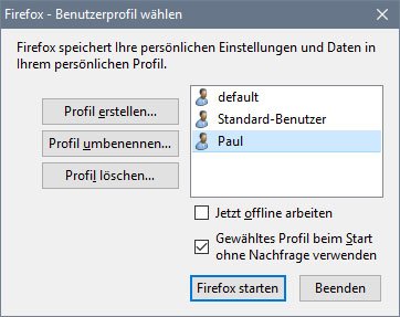 Im Firefox-Profilmanager erstellt ihr neue Profile.