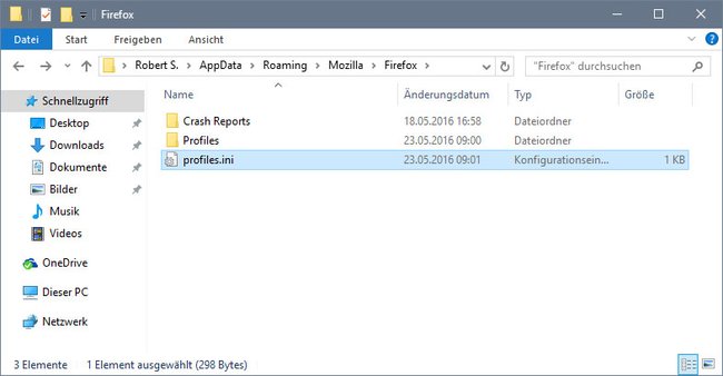 Firefox: Löscht die Datei Profiles.ini