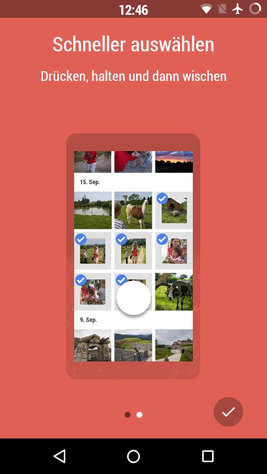 Google Fotos: Auch in der App könnt ihr mehrere Bilder auf einmal auswählen.