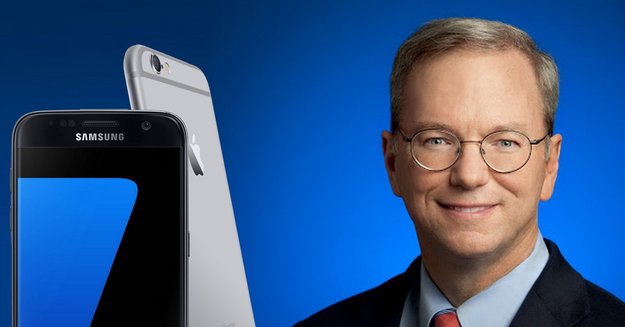 Alphabet-Vorsitzender Eric Schmidt benutzt ein iPhone - findet Galaxy S7 besser