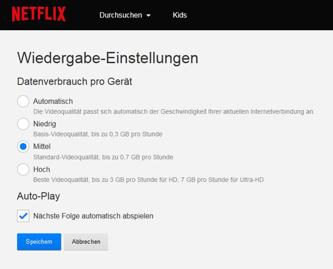 Netflix: Diese Einstellungen wirken sich auf die Videoqualität und den Datenverbrauch aus.