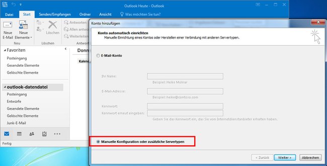 Outlook 2016: Wählt die untere Option für euren T-Online-Account.