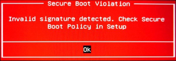 Secure Boot Violation: Windows startet nicht mehr.