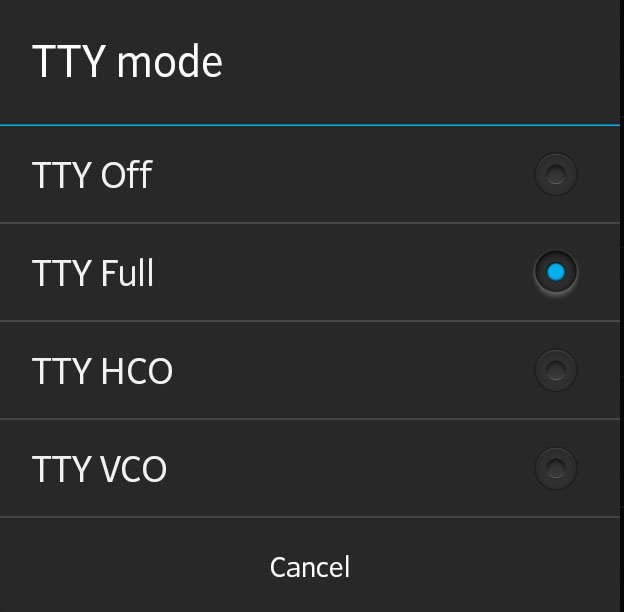 TTY-Modus: Einstellungen in Android.