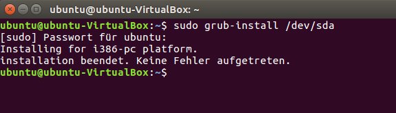 Ubuntu: Der Befehl installiert Grub auf der angegebenen Festplatte.