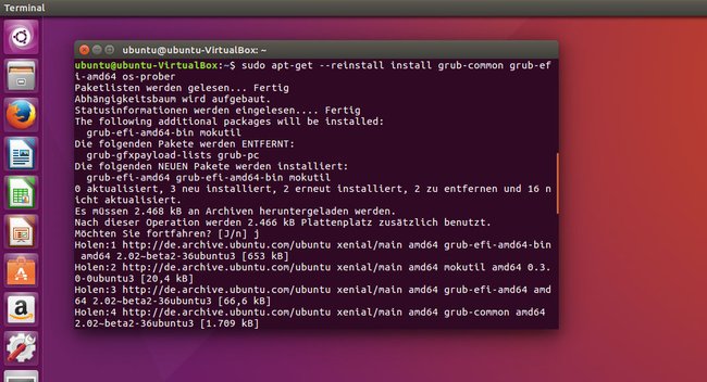 Ubuntu wird mit dem Terminal repariert.