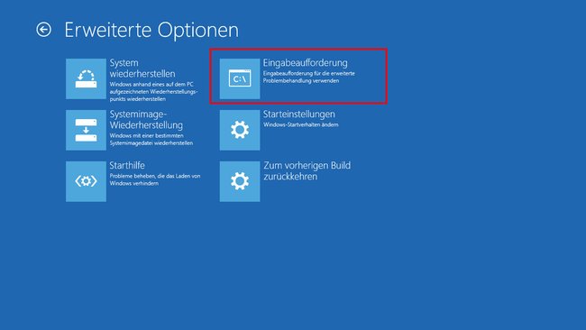 Die Eingabeaufforderung könnt ihr auch außerhalb von Windows 10 starten. Bild: GIGA