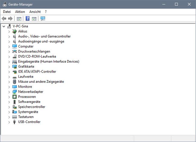 Windows 10: Der Gerätemanager zeigt an, wenn Probleme mit der Hardware vorliegen. Hier ist alles ok.