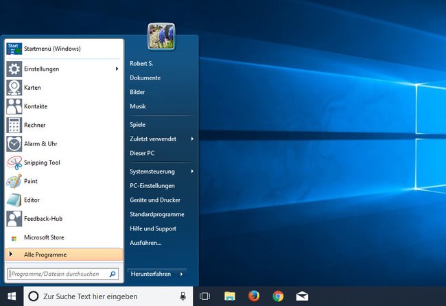 Windows-7-Startmenü in Windows 10