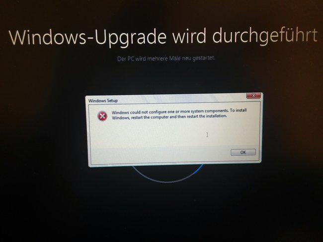 Wenn das Update hängt, wird die vorige Windows-Version wiederhergestellt.