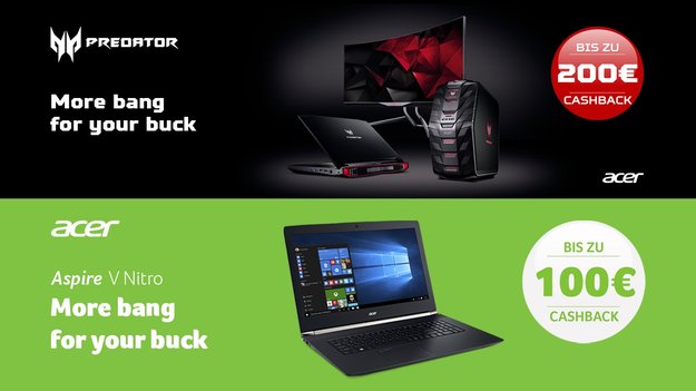 Acer V Nitro und Predator: Bis zu 200 Euro Cashback beim Kauf absahnen